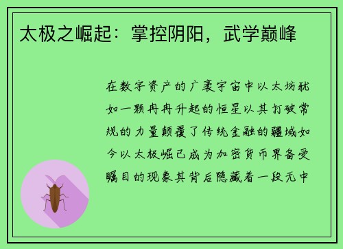 太极之崛起：掌控阴阳，武学巅峰