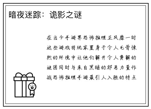 暗夜迷踪：诡影之谜