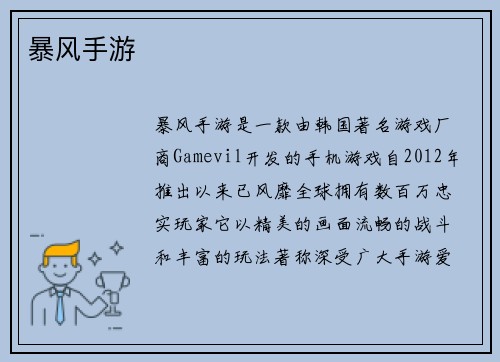 暴风手游